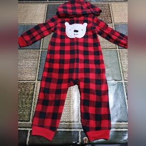 Carter's Red and Black Plaid Onesie with Bear